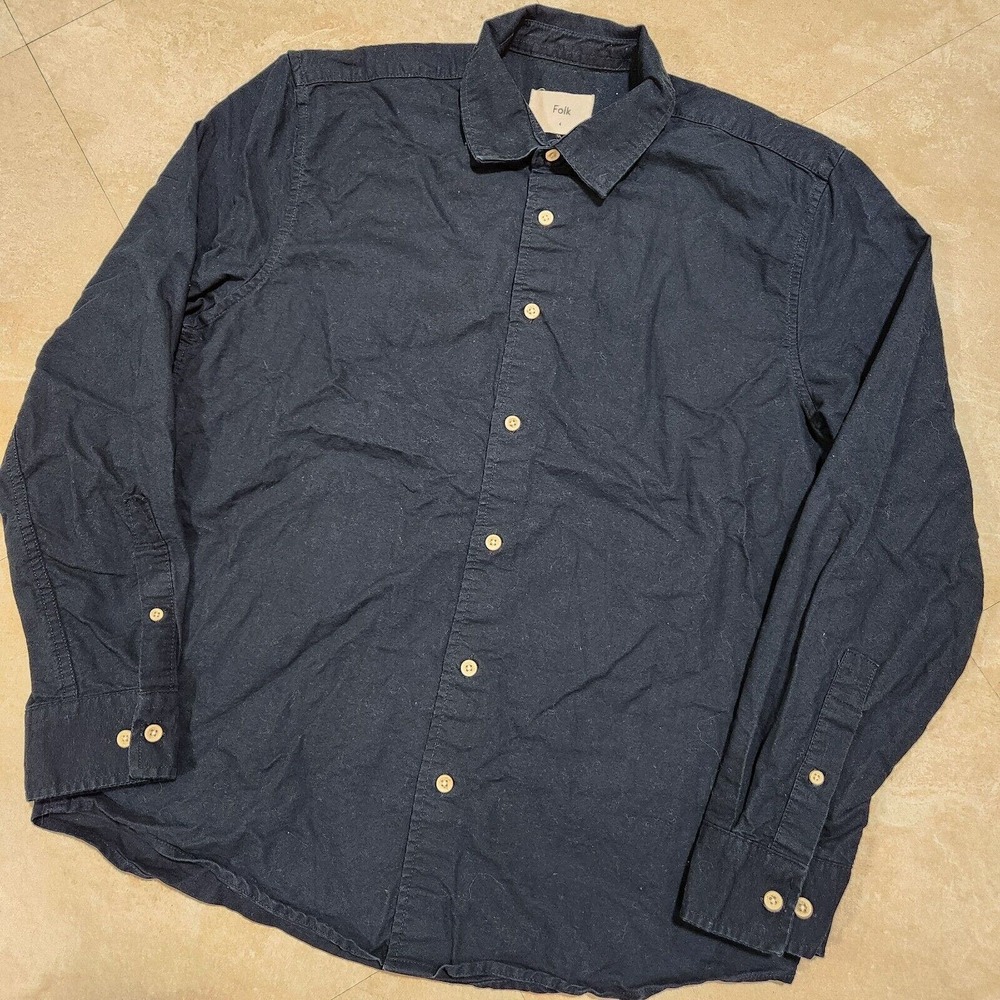 Folk Clothing Womens Size 4 Button Up Down 100% Cotton Long Sleeve‎ Shirt